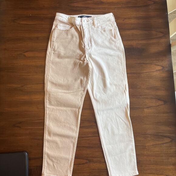Hollister Ultra High-Rise Mom Jean Two Tone Tan Cream Women's W27L27 5R Festcore - Picture 1 of 10